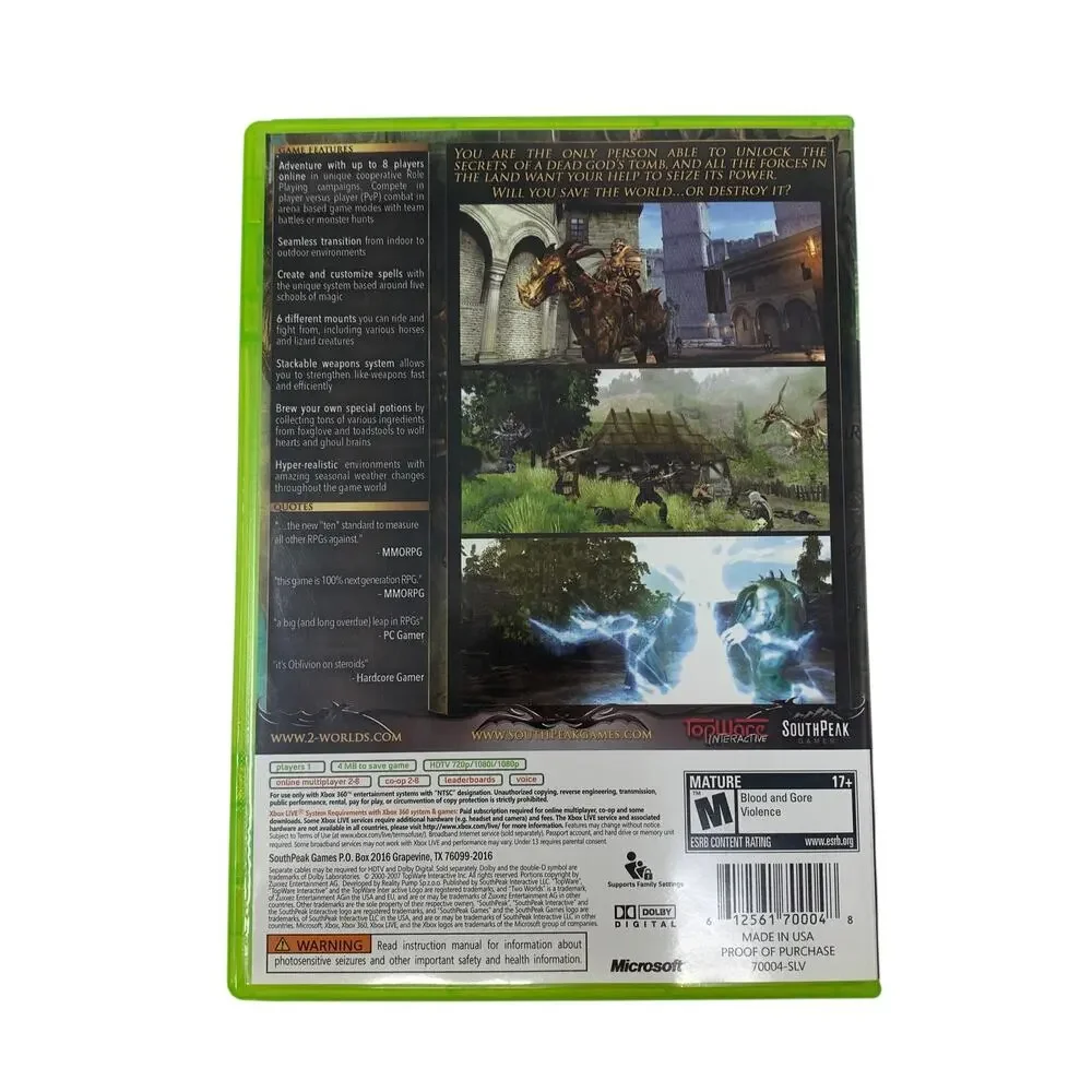 Two Worlds Microsoft Xbox 360 Complete CIB RPG Tested Video Game